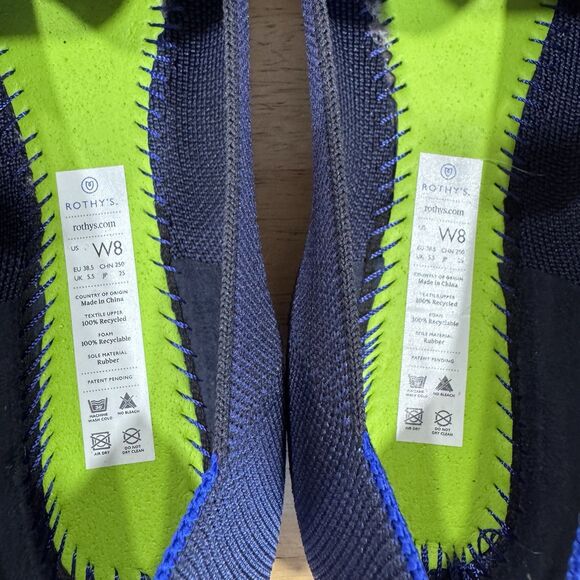 ROTHY'S Lot Of 2 Pair The Flat Black & The Loafer Navy Size 8 Pristine & EUC - Picture 12 of 12